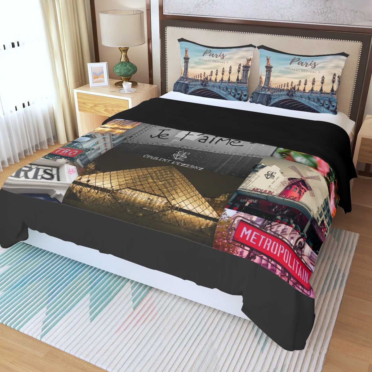 Opulent Dezignz™ Night in Paris Signature Collection Three Piece Duvet Cover Set