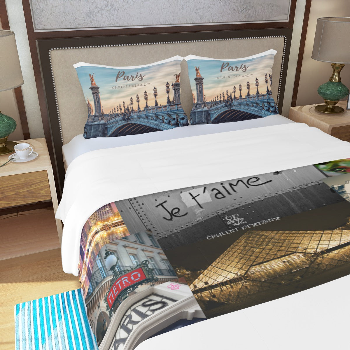 Opulent Dezignz™ Day in Paris Signature Collection Three Piece Duvet Cover Set