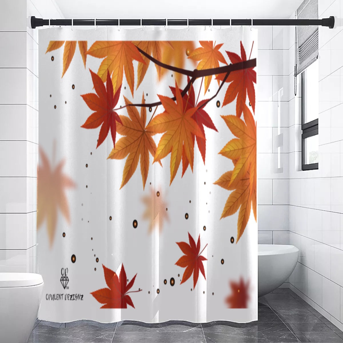 Opulent Dezignz™ White Fall Shower Curtain