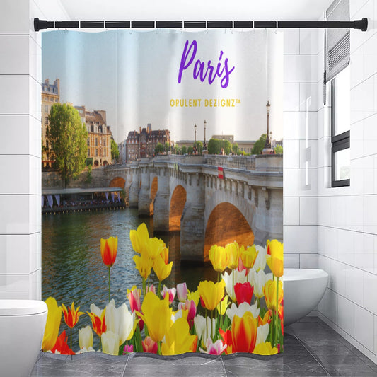 Opulent Dezignz™ Golden Paris Signature Collection Shower Curtain 90(gsm)