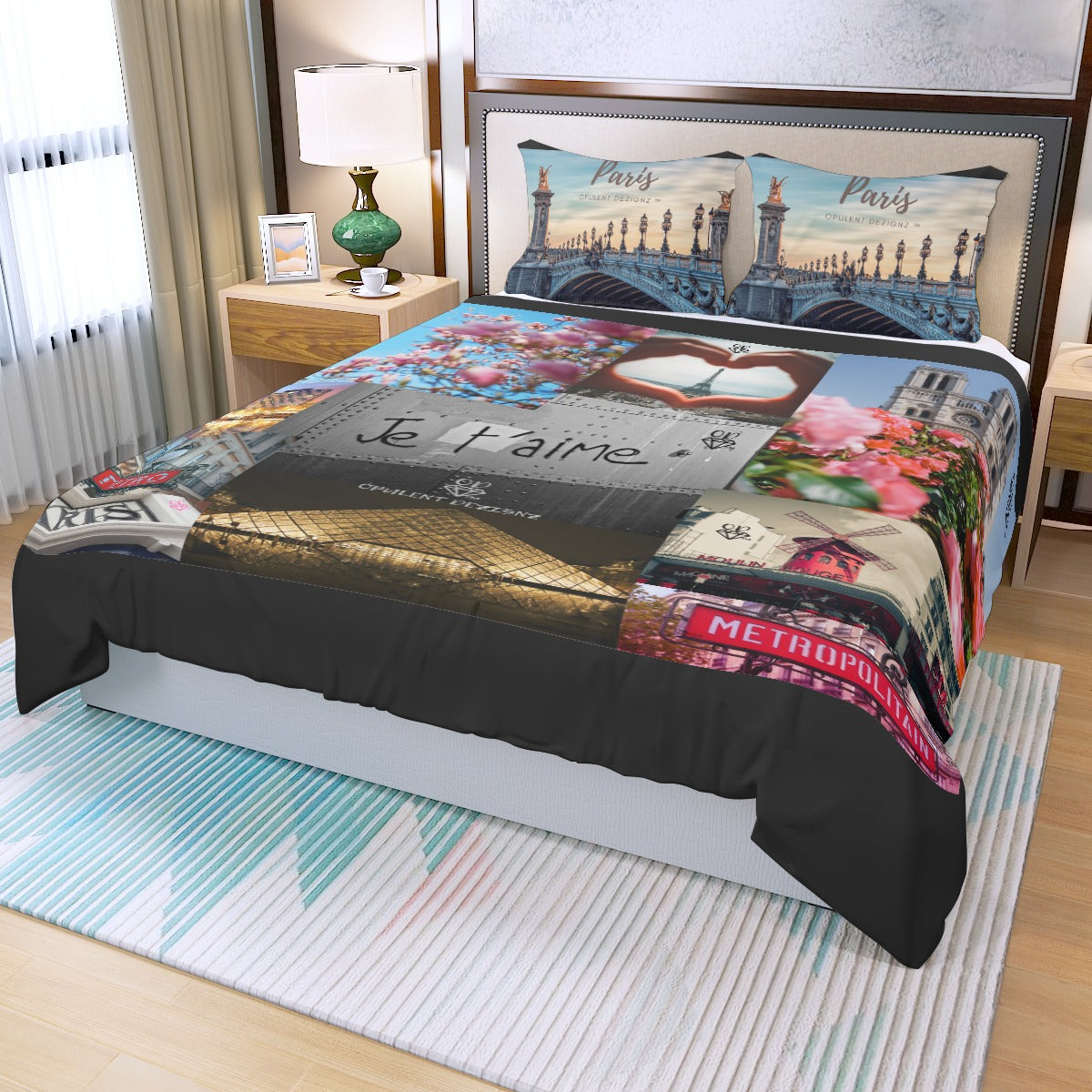 Opulent Dezignz™ Night in Paris Signature Collection Three Piece Duvet Cover Set