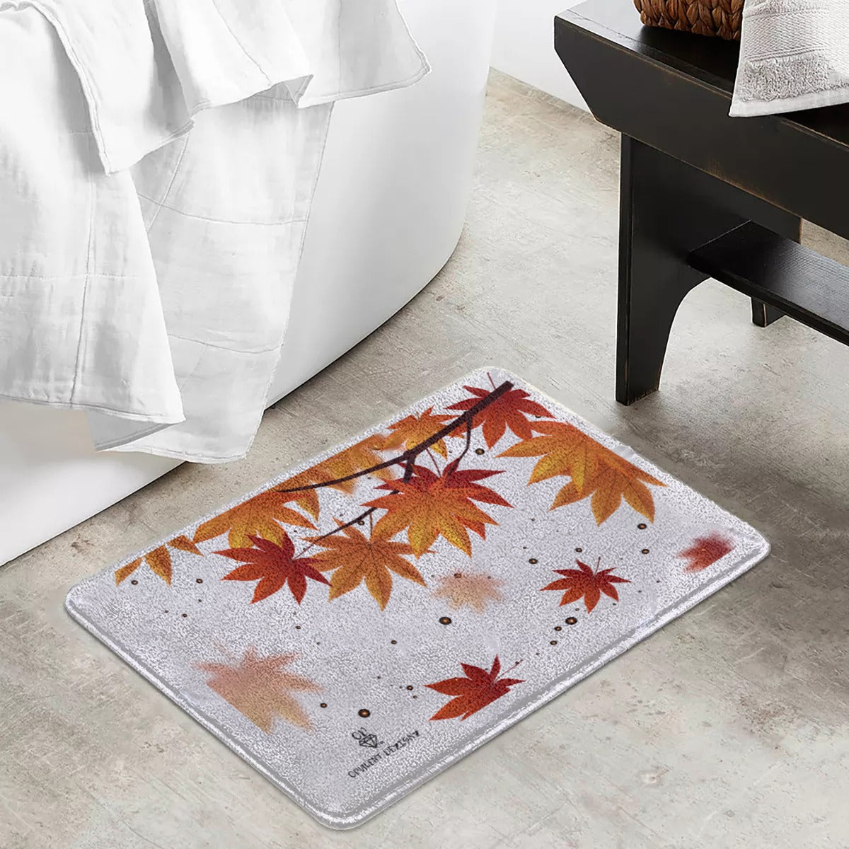 Opulent Dezignz™ White Fall Long Pile Bath Rug